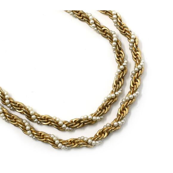 Vintage Marvella 16" Double Strand Faux Pearl Necklace w Twisted Chain – Hey Viv - Picture 3 of 6